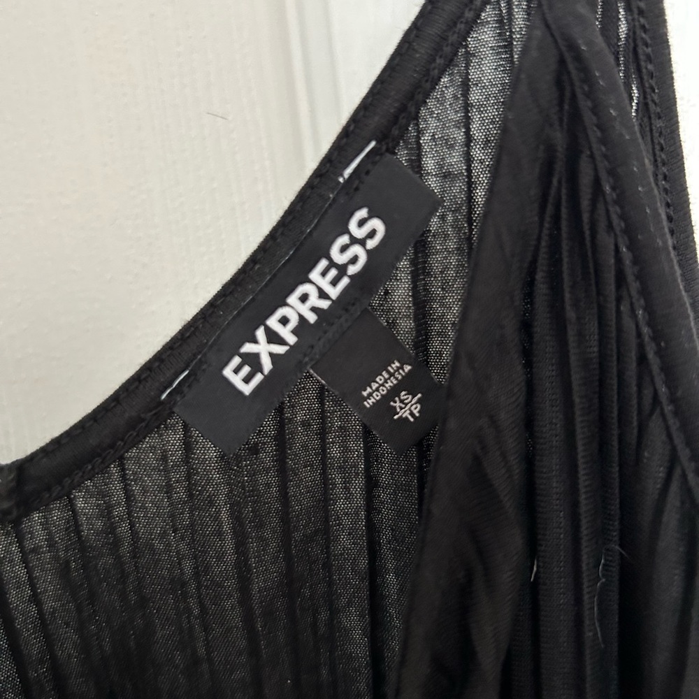 express black pleated dress Express Black Strapless Sweetheart Pleated Mesh Cocktail A Line Mini Dress Sz 2